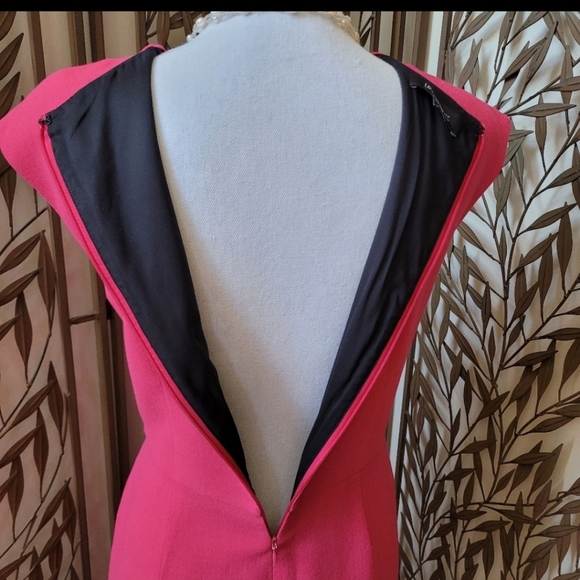 Lafayette 148 New York Pleated Barbiecore Fushia Hot Pink Sheath Midi Dress - Picture 8 of 12